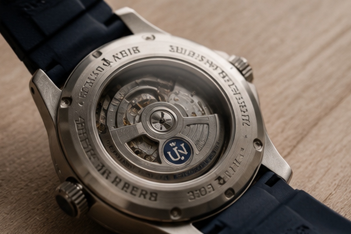 Reloj mecánico de lujo con fondo visto y movimiento automático