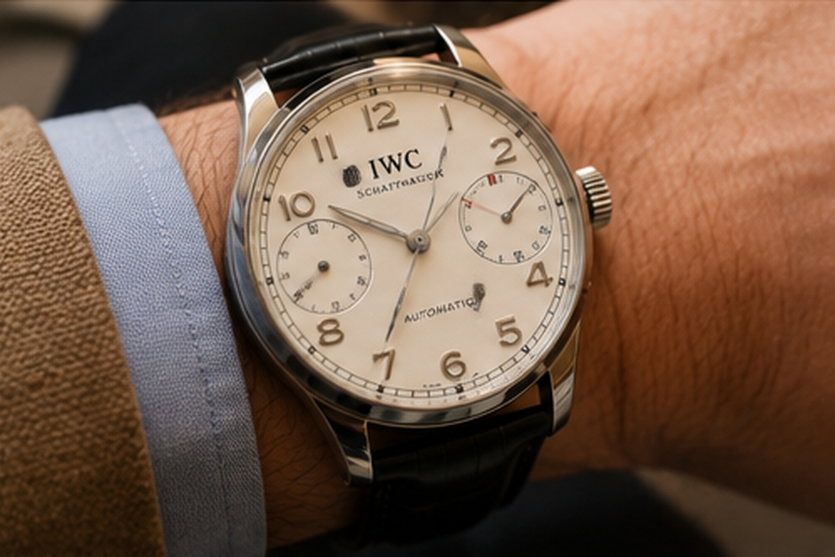 Reloj clásico de lujo en muñeca con valor de reventa inferior al precio retail