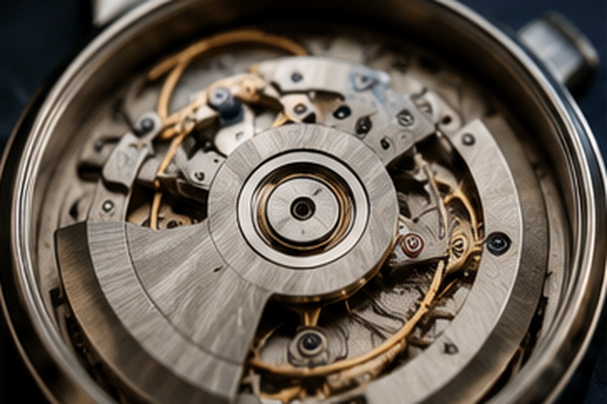 Mecanismo de reloj automático con rotor interno visible para explicar su funcionamiento